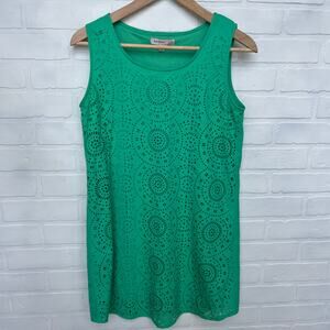 Blue Pepper Vintage Women's Kelly Green Cutout Sleeveless Shift Dress -sz S